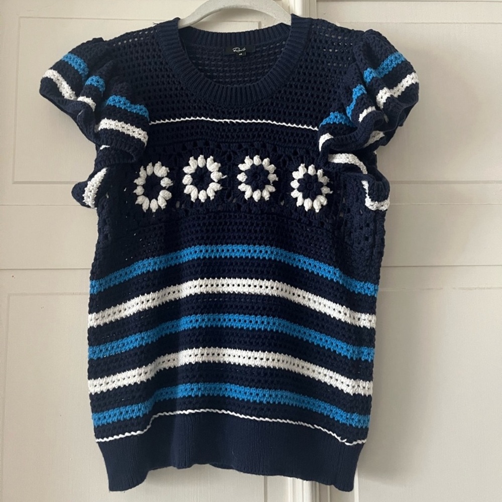 Rails Penelope Crochet Top in Navy/Sky
